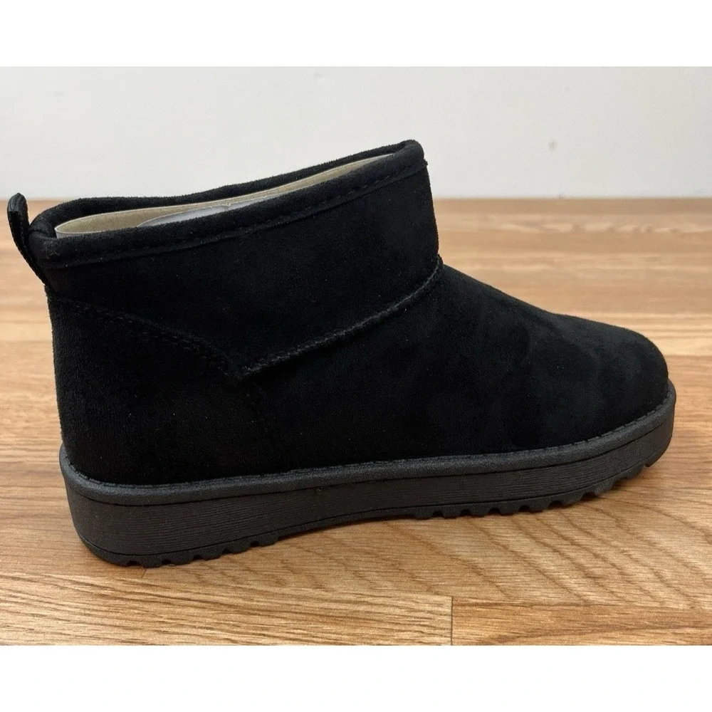 Sonoma Kazz Youth Girls Size‎ 1 Micro Fiber Ankle Boots Faux Fur Lined BlackNEW